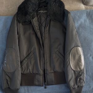 Andrew Marc Charcoal Jacket with Faux Fur Collar